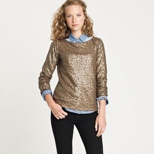 J Crew Sequin Long Sleeve Top